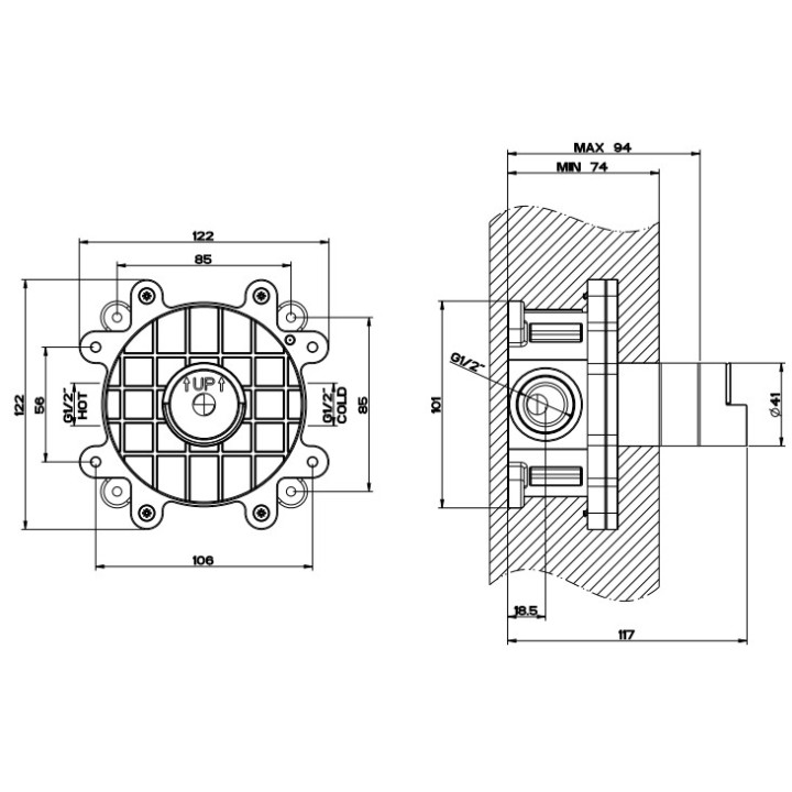 Element podtynkowy Gessi, do baterii umywalkowych
