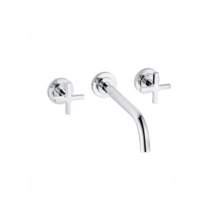 Bateria umywalkowa 3-otworowa Kludi Nova Fonte Classic, ścienna, wylewka 180mm, uchwyty krzyżowe, chrom