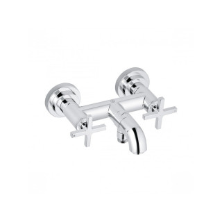 Bateria wannowo-natryskowa natynkowa Kludi Nova Fonte Puristic, 2 wyjścia wody, uchwyty proste, chrom