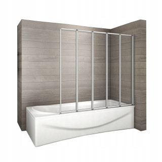 Parawan nawannowy Rea Idea 120, składany, 120x140cm, szkło przejrzyste, profil chrom