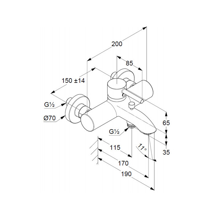 Bateria natryskowa Kludi Bozz, natynkowa, jednouchwytowa, czarny mat