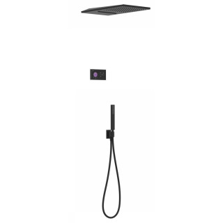 Elektroniczny zestaw prysznicowy Tres Shower Technology, podtynkowy, termostatyczny, deszczownica 300mm, czarny mat 