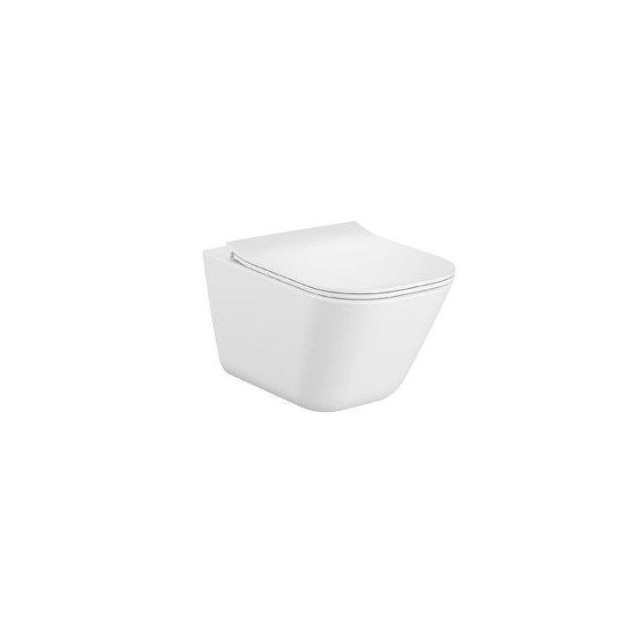 Miska podwieszana WC Roca Gap Rimless Round, 54x35,5cm, bez kołnierza, z deską wolnoopadającą slim duroplast, biała