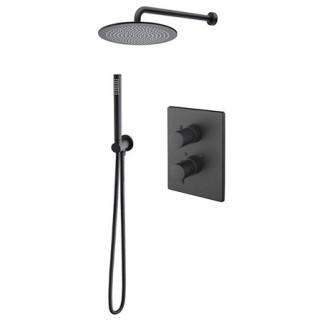 Termostatyczna bateria natryskowa Giulini Giovanni Futuro, podtynkowa, 2 wyjścia wody, czarny mat