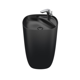 Umywalka stojąca Roca Beyond, 50x45cm, Finceramic, bez przelewu, otwór na baterię po prawej, biała