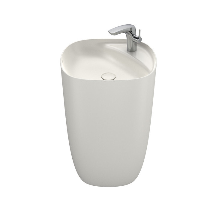 Umywalka stojąca Roca Beyond, 50x45cm, Finceramic, bez przelewu, otwór na baterię po prawej, biała