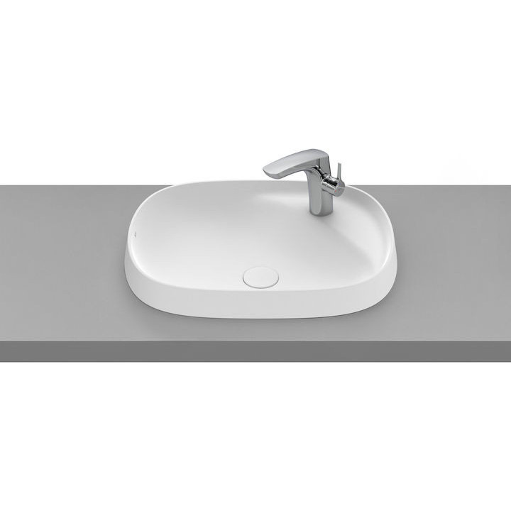 Umywalka nablatowa Roca Beyond, 59x46cm, Finceramic, bez przelewu, biała