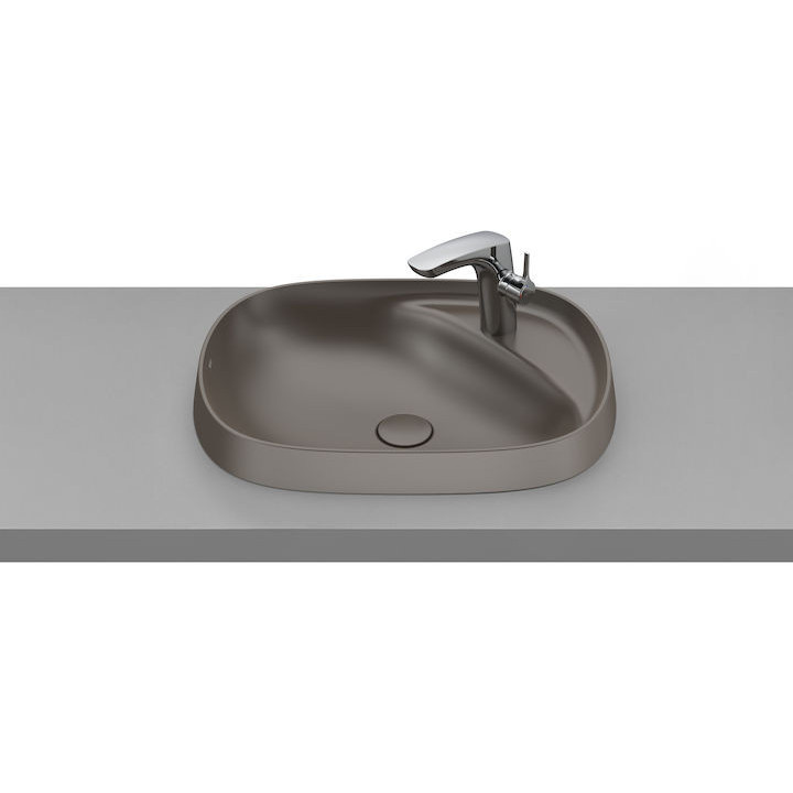 Umywalka nablatowa Roca Beyond, 59x46cm, Finceramic, bez przelewu, biała