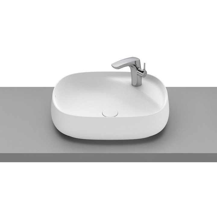 Umywalka ścienna Roca Beyond, 46x47cm, Finceramic, bez przelewu, biała