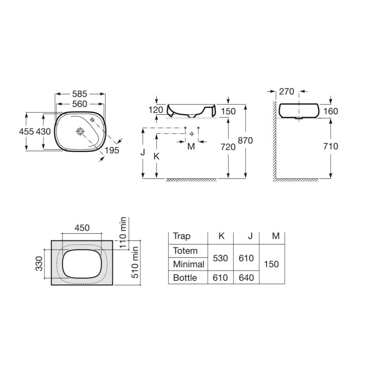 Umywalka ścienna Roca Beyond, 46x47cm, Finceramic, bez przelewu, biała