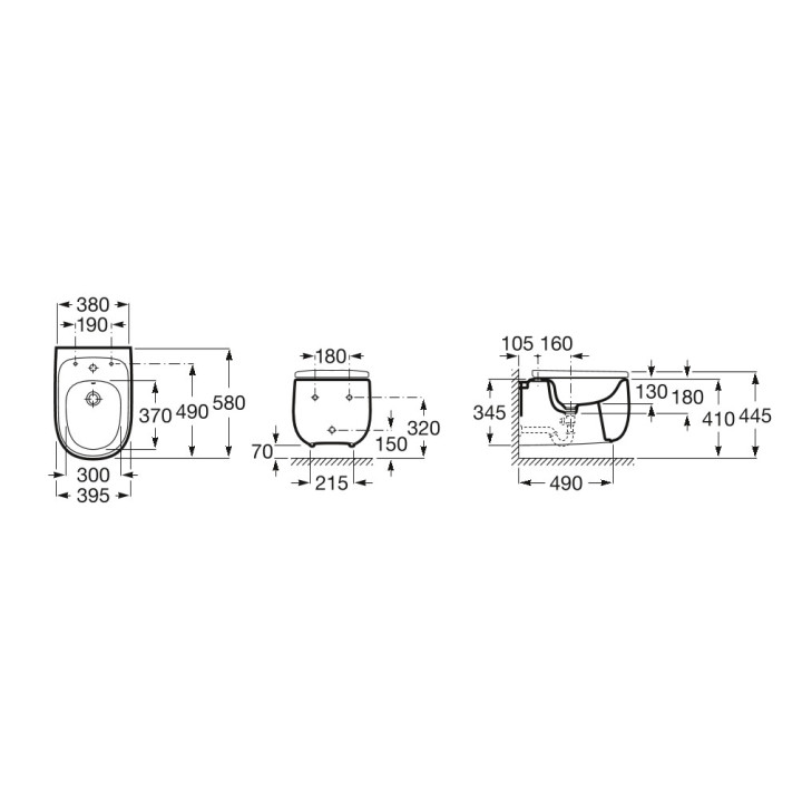 Bidet wiszący Roca Beyond, 58x40cm, biały