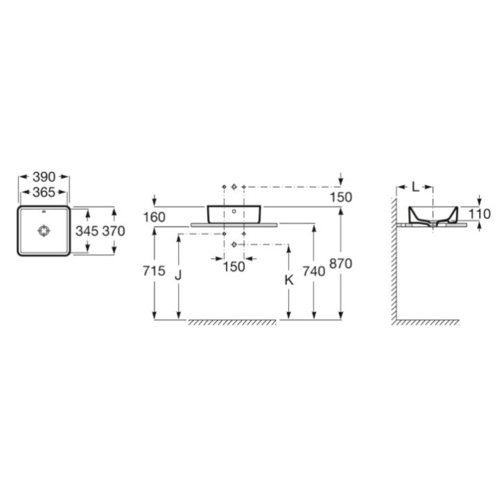 Umywalka nablatowa Roca Gap Round, okrągła, 40cm, z przelewem, otwór na baterię, biała
