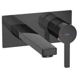 Bateria umywalkowa Roca Naia Black Cold Start, stojąca, wysokość 285mm, bez korka, czarna