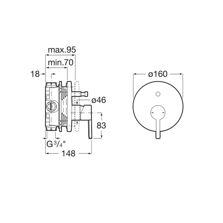 Bateria wannowa Roca Naia Black, natynkowa, 2 wyjścia wody, czarna
