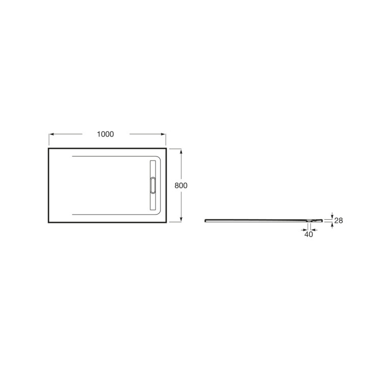 Brodzik prostokątny Roca Aquos, 1000x800mm, ultracienki, Stonex, biały