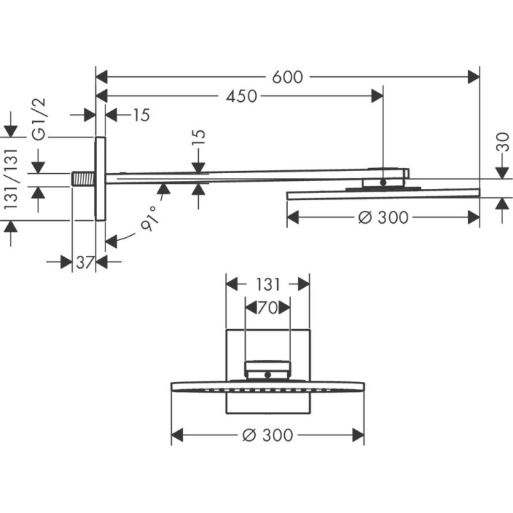GŁOWICA PRYSZNICOWA 300 1JET Z RAMIENIEM PRYSZNICOWYM chrom
