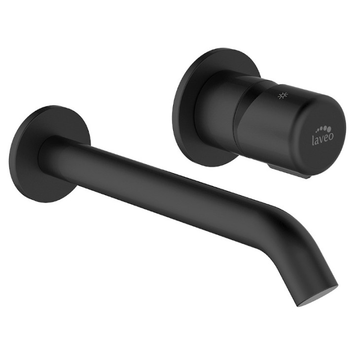 Bateria umywalkowa Laveo Pretto, podtynkowa, 2-otworowa, wylewka 191mm, korek klik-klak, czarny