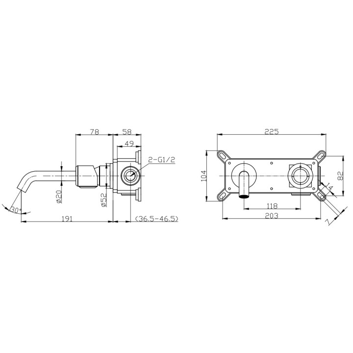 Bateria umywalkowa Laveo Pretto, podtynkowa, 2-otworowa, wylewka 191mm, korek klik-klak, czarny