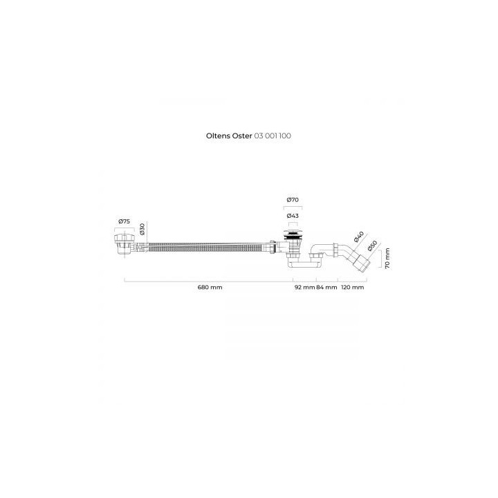 Syfon wannowy Oltens Oster, automatyczny, z pokrętłem, chrom