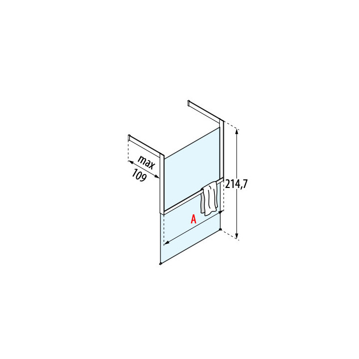 Ścianka prysznicowa Walk-In Novellini Kaudra HF, 114cm, z wieszakiem na ręcznik, profil biały mat