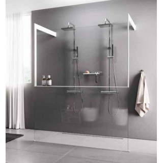 Ścianka prysznicowa Walk-In Novellini Kaudra HF, 114cm, z wieszakiem na ręcznik, profil biały mat