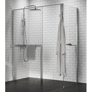 Ścianka prysznicowa Walk-In Novellini Kaudra HF, 154cm, z półką, profil czarny mat