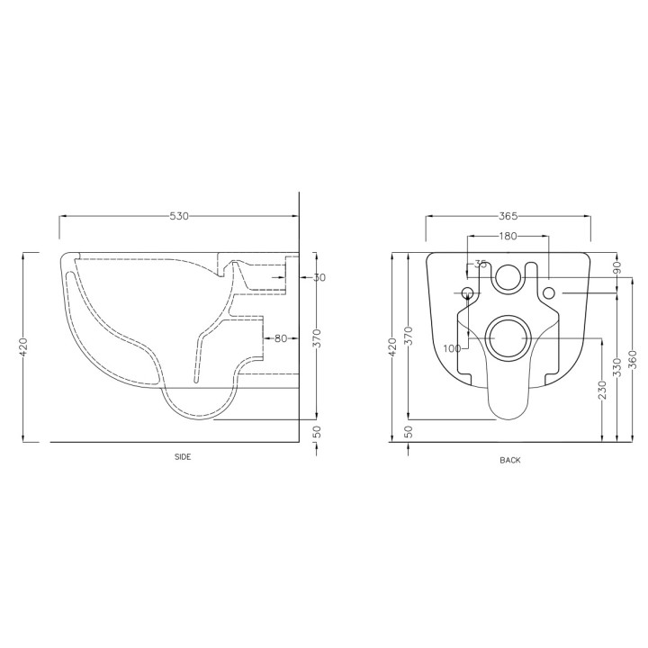 Miska wisząca Cielo Era, 53x36,5cm, bez kołnierza, biała