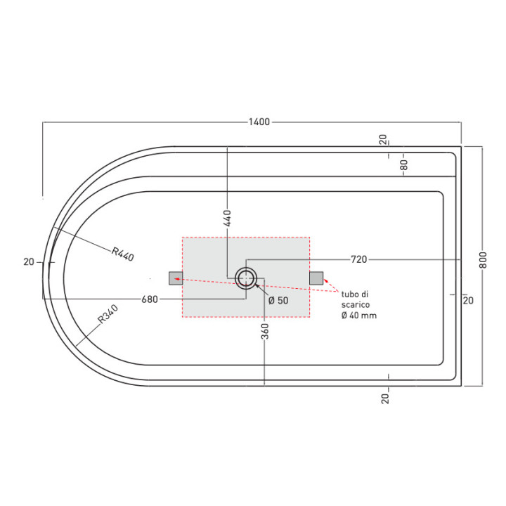 Wanna przyścienna Cielo Febe , 140x80cm, biały mat