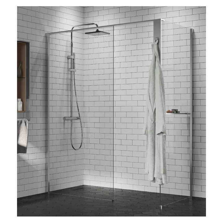 Kabina prysznicowa Walk-In Novellini Kaudra H+H Frame, 120x70cm, wersja prawa, z półką, profil biały mat