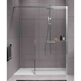 Kabina prysznicowa Walk-In Novellini Kaudra H+H Frame, 180x100cm, wersja lewa, z półką, profil czarny mat