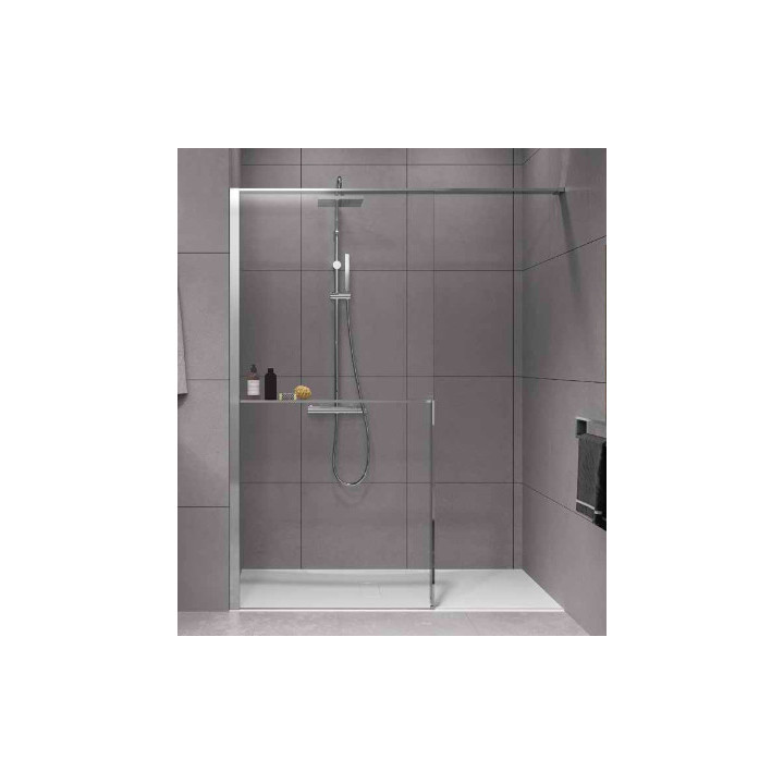 Ścianka prysznicowa Walk-In do wnęki Novellini Kaudra HN Frame, 120x200cm, wersja prawa, profil biały mat