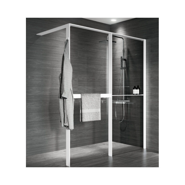 Ścianka prysznicowa Walk-In do wnęki Novellini Kaudra HN Frame, 180x200cm, wersja prawa, profil biały mat