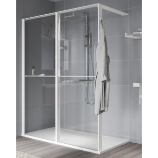 Ścianka prysznicowa Walk-In Novellini Kaudra HWZ2 Frame, 180x200cm, wersja prawa, z wieszakiem na ręcznik i półką, profil biały 