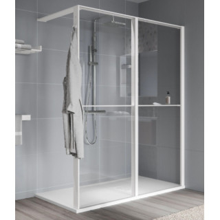 Ścianka prysznicowa Walk-In Novellini Kaudra HWZ2 Frame, 180x200cm, wersja prawa, z wieszakiem na ręcznik i półką, profil biały 