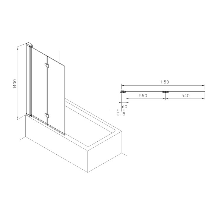 Parawan nawannowy Roca Capital, 115x140cm, składany, powłoka MaxiClean, profile aluminiowe chromowane