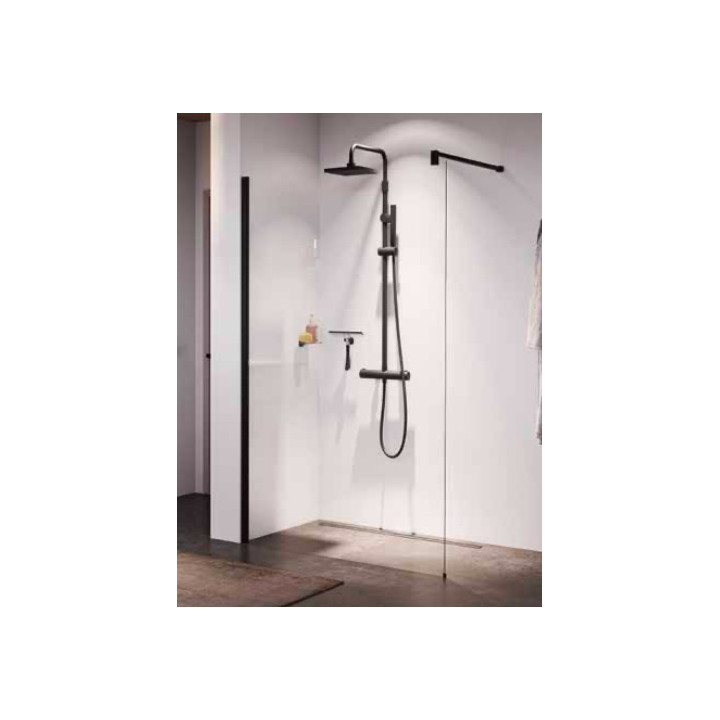 Ścianka prysznicowa Walk-In Novellini Kaudra HWS, 140x200cm, wersja prawa, z półką, profil biały mat