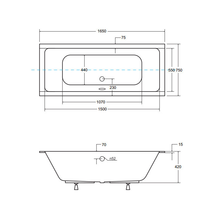 Wanna prostokątna Besco Modern Slim, 140x70cm, akrylowa, biała