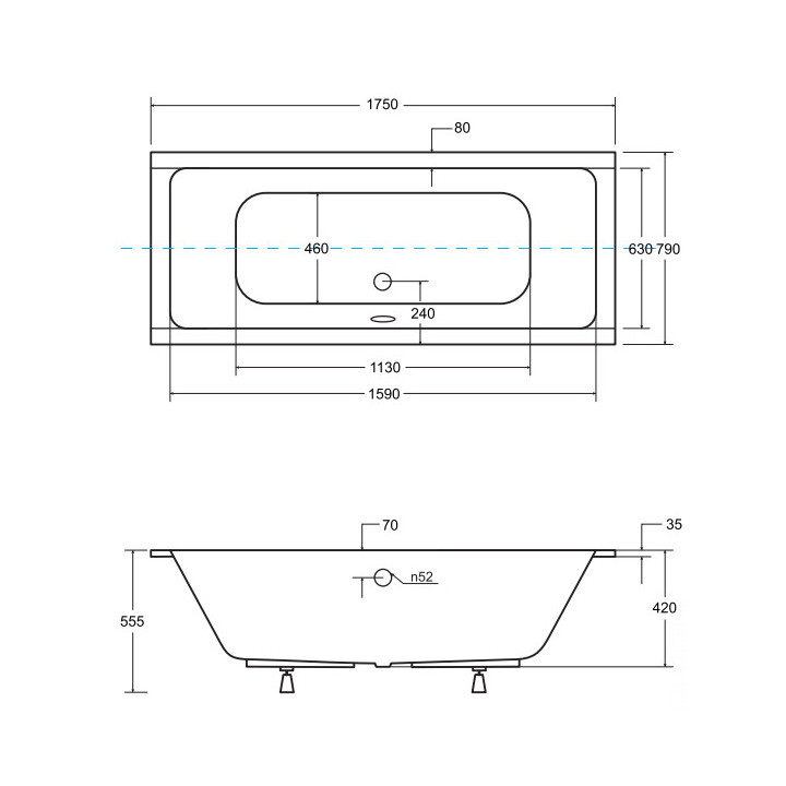 Wanna prostokątna Besco Modern Slim, 140x70cm, akrylowa, biała