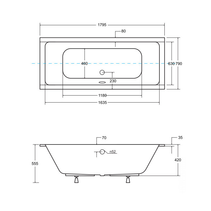 Wanna prostokątna Besco Modern Slim, 140x70cm, akrylowa, biała