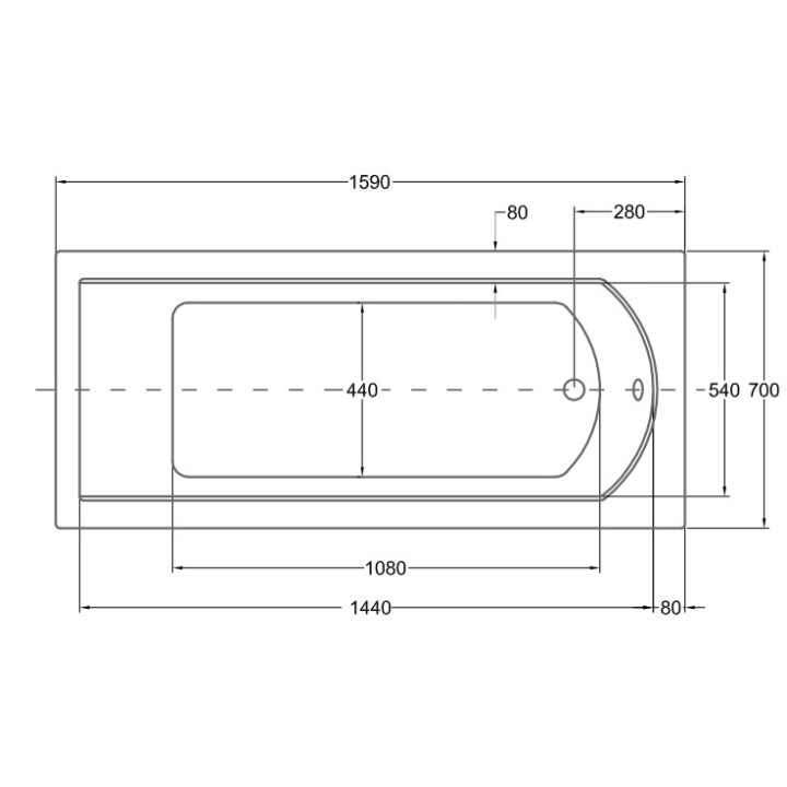 Wanna prostokątna Besco Quadro Slim, 155x70cm, akrylowa, biała