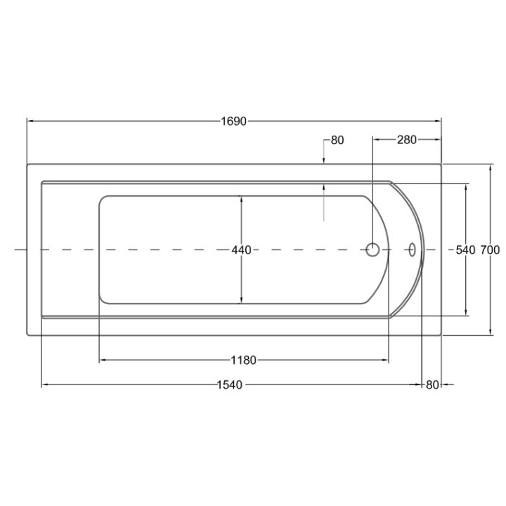 Wanna prostokątna Besco Quadro Slim, 155x70cm, akrylowa, biała