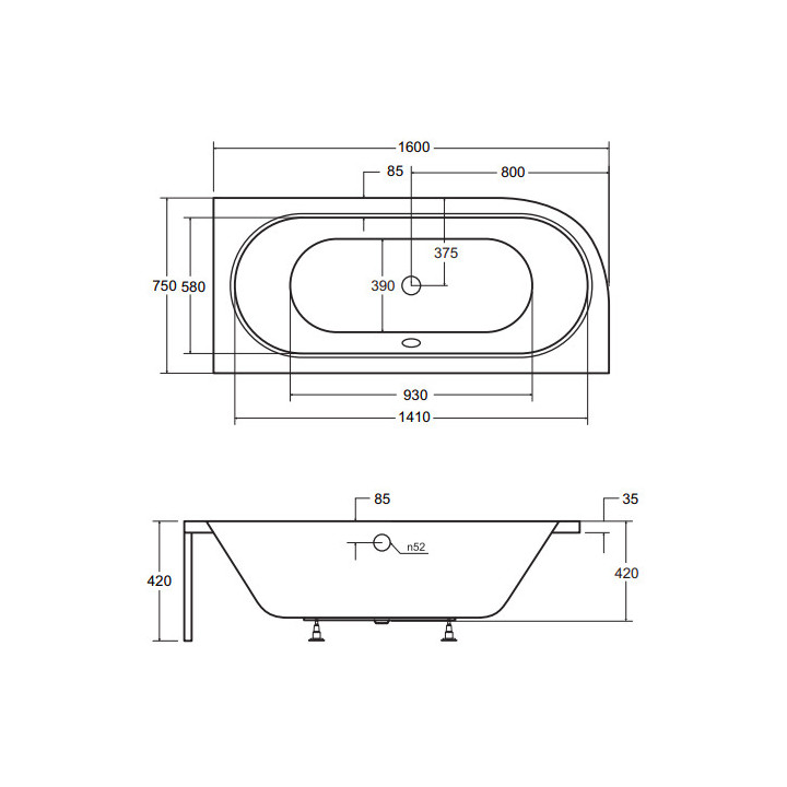 Wanna asymetryczna Besco Avita, 160x75cm, wersja lewa, akrylowa, biała
