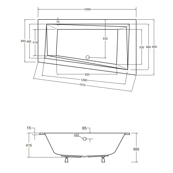 Wanna asymetryczna Besco Avita Slim, 150x75cm, wersja lewa, akrylowa, biała