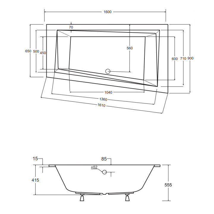 Wanna asymetryczna Besco Avita Slim, 150x75cm, wersja lewa, akrylowa, biała