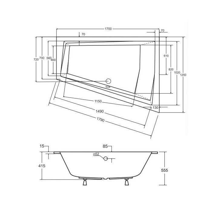 Wanna asymetryczna Besco Intima Slim, 160x90cm, wersja lewa, akrylowa, biała