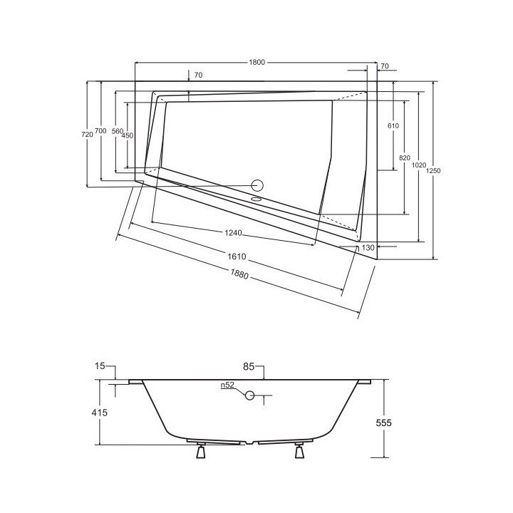 Wanna asymetryczna Besco Intima Slim, 160x90cm, wersja lewa, akrylowa, biała