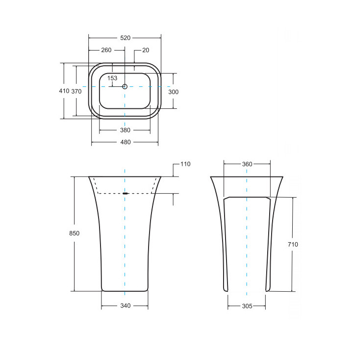Umywalka wolnostojąca Besco Uniqa B&W, 32x46cm, bez przelewu, czarny/biały