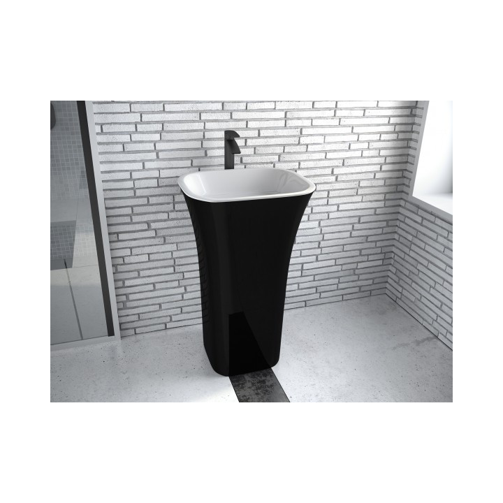 Umywalka wolnostojąca Besco Uniqa B&W, 32x46cm, bez przelewu, czarny/biały