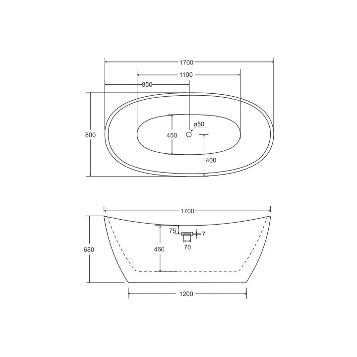 Wanna wolnostojąca Besco Melody, 170x80cm, biała