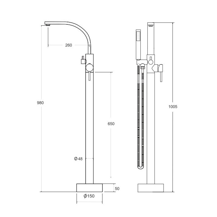 Bateria wolnostojąca Besco Decco I, wysokość 1055mm, chrom